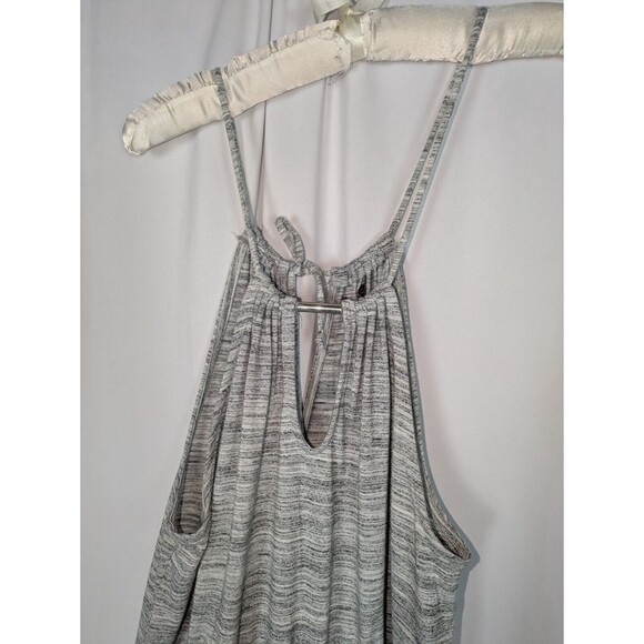 Banana Republic Dress M Women's Gray Marled Adjustable Straps Maxi Slits Cutout - Picture 3 of 11